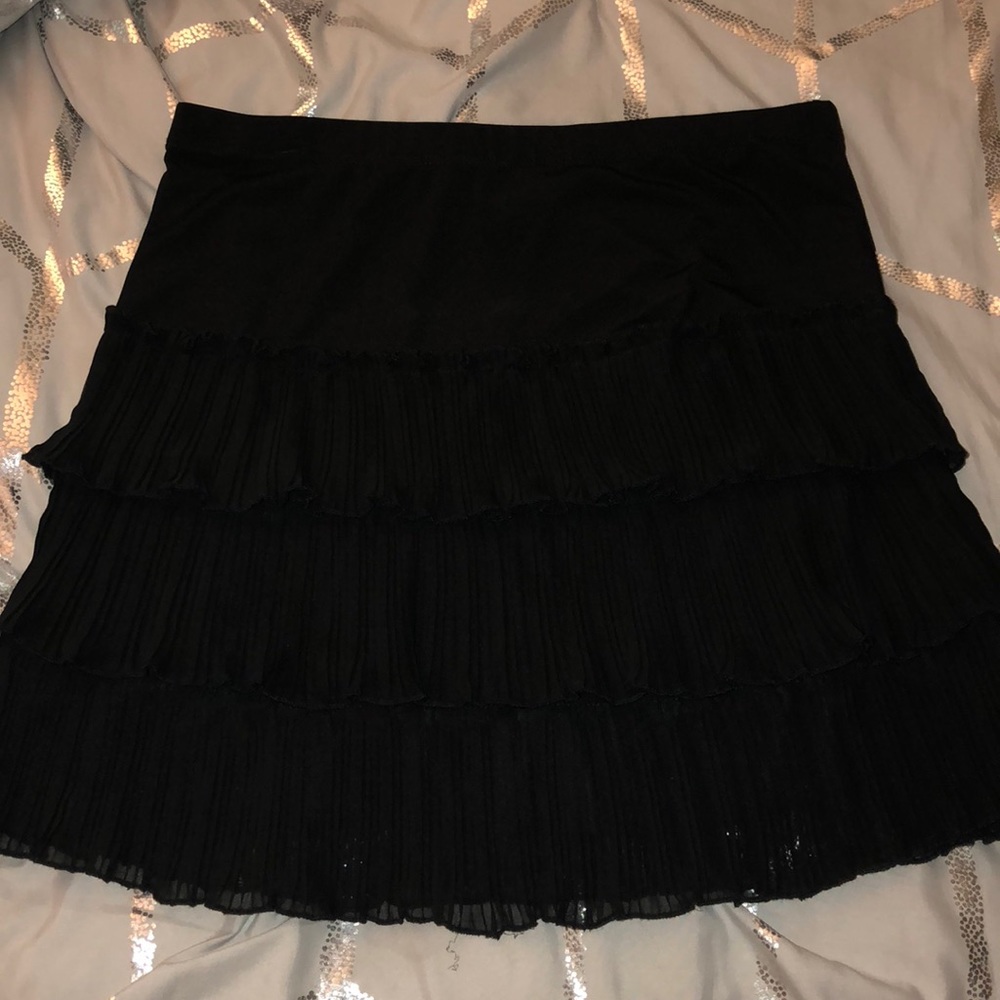 A black ruffled skirt